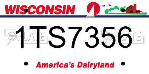 1TS7356 Wisconsin License Plate