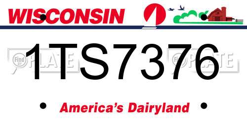 1TS7376 Wisconsin License Plate