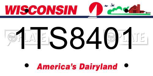 1TS8401 Wisconsin License Plate