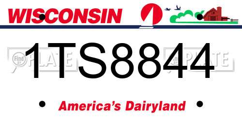 1TS8844 Wisconsin License Plate