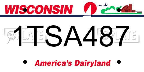 1TSA487 Wisconsin License Plate