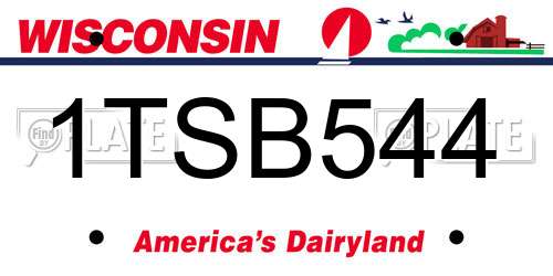 1TSB544 Wisconsin License Plate