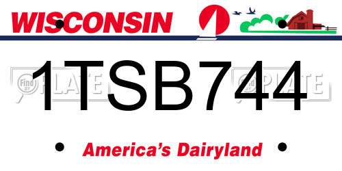 1TSB744 Wisconsin License Plate