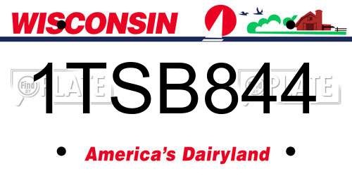1TSB844 Wisconsin License Plate