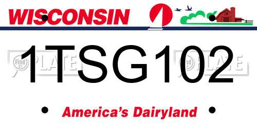 1TSG102 Wisconsin License Plate