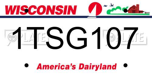 1TSG107 Wisconsin License Plate