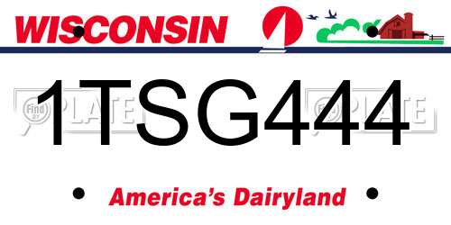 1TSG444 Wisconsin License Plate