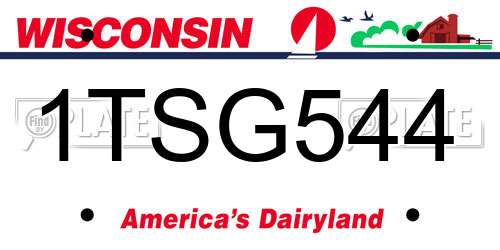 1TSG544 Wisconsin License Plate