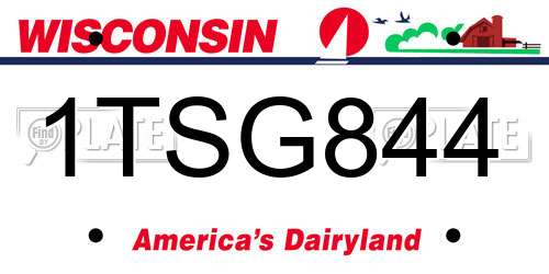1TSG844 Wisconsin License Plate