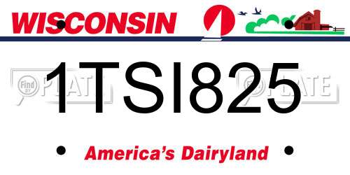 1TSI825 Wisconsin License Plate