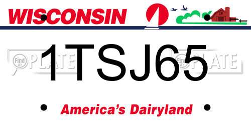1TSJ65 Wisconsin License Plate