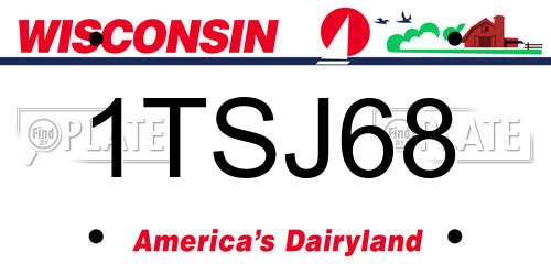 1TSJ68 Wisconsin License Plate