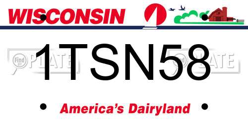 1TSN58 Wisconsin License Plate