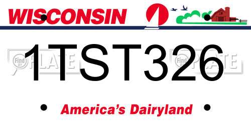 1TST326 Wisconsin License Plate