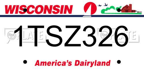 1TSZ326 Wisconsin License Plate