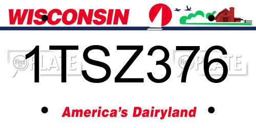 1TSZ376 Wisconsin License Plate