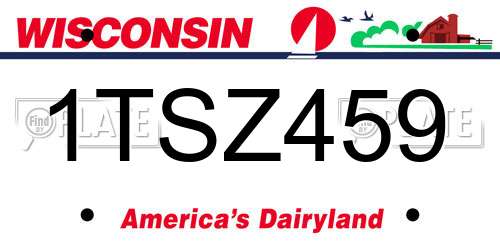 1TSZ459 Wisconsin License Plate