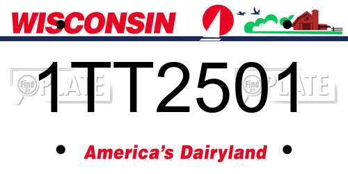 1TT2501 Wisconsin License Plate
