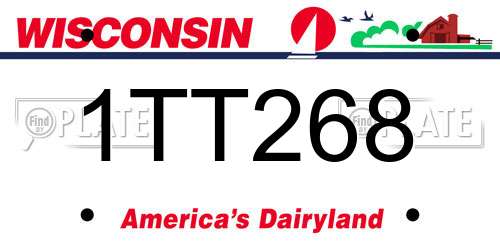 1TT268 Wisconsin License Plate