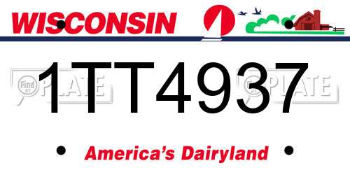 1TT4937 Wisconsin License Plate