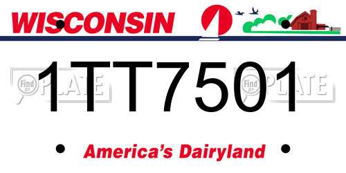 1TT7501 Wisconsin License Plate