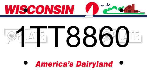 1TT8860 Wisconsin License Plate