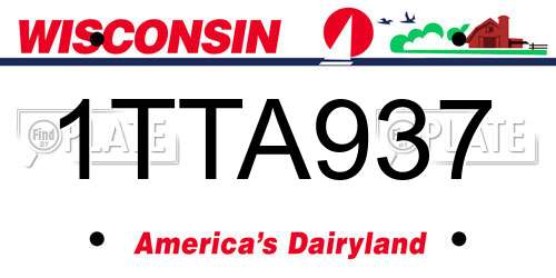 1TTA937 Wisconsin License Plate