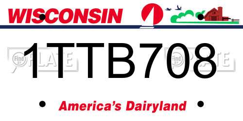 1TTB708 Wisconsin License Plate