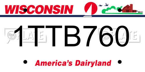 1TTB760 Wisconsin License Plate