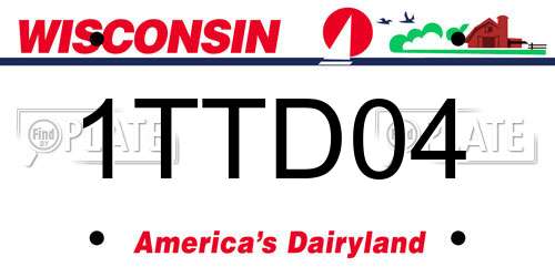 1TTD04 Wisconsin License Plate
