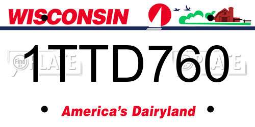 1TTD760 Wisconsin License Plate