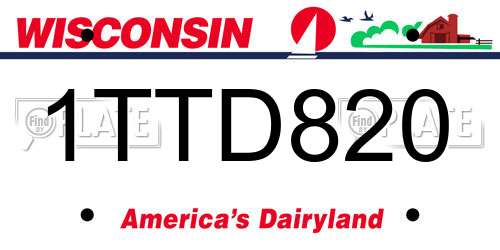 1TTD820 Wisconsin License Plate