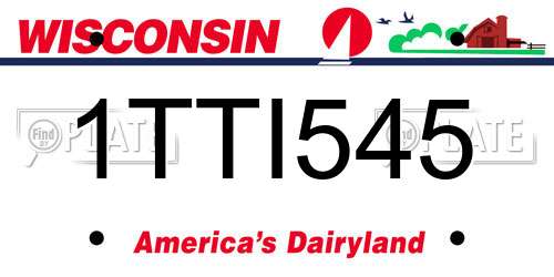 1TTI545 Wisconsin License Plate