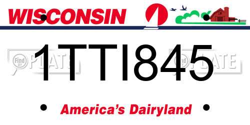 1TTI845 Wisconsin License Plate