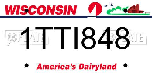 1TTI848 Wisconsin License Plate