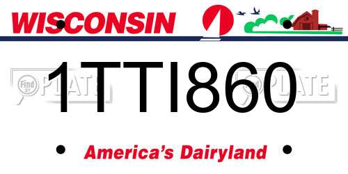 1TTI860 Wisconsin License Plate