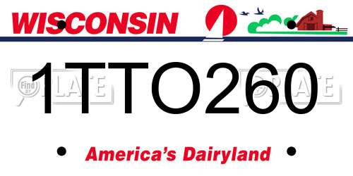 1TTO260 Wisconsin License Plate