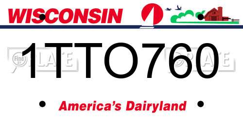 1TTO760 Wisconsin License Plate