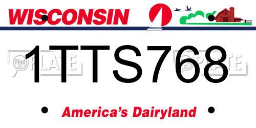 1TTS768 Wisconsin License Plate