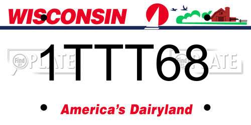 1TTT68 Wisconsin License Plate