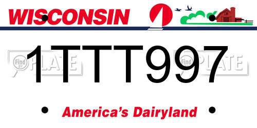 1TTT997 Wisconsin License Plate