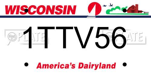 1TTV56 Wisconsin License Plate