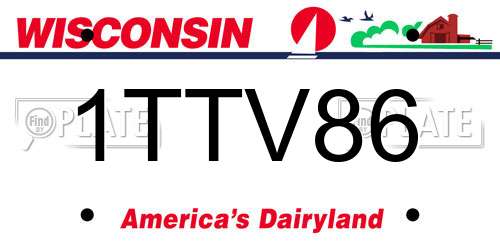 1TTV86 Wisconsin License Plate