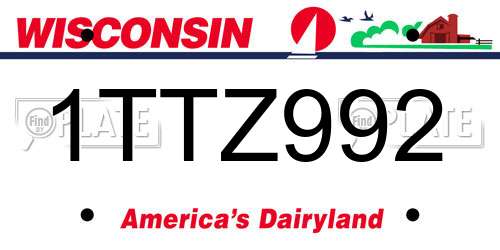 1TTZ992 Wisconsin License Plate