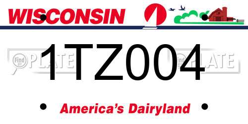 1TZ004 Wisconsin License Plate