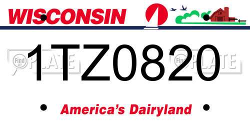 1TZ0820 Wisconsin License Plate