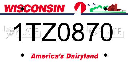 1TZ0870 Wisconsin License Plate