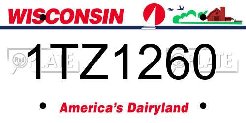 1TZ1260 Wisconsin License Plate