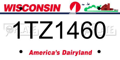 1TZ1460 Wisconsin License Plate