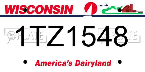 1TZ1548 Wisconsin License Plate